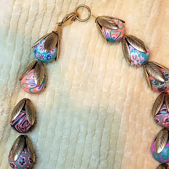 Vintage Lenora Dame tulip bead necklace Boho Coachella Western - Picture 3 of 5